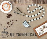 Meplait Garland - Natural Wood Beads, Jute Rope, Coffee Themed Hanging Ornament for Home Decor Meplait