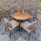 YITAHOME 5 Pieces Outdoor Patio Dining Table Chair Set,Wicker Patio Dining Set,Outdoor Rattan Dining Table Set for Patio, Backyard, Balcony, Garden (with Umbrella Hole) YITAHOME