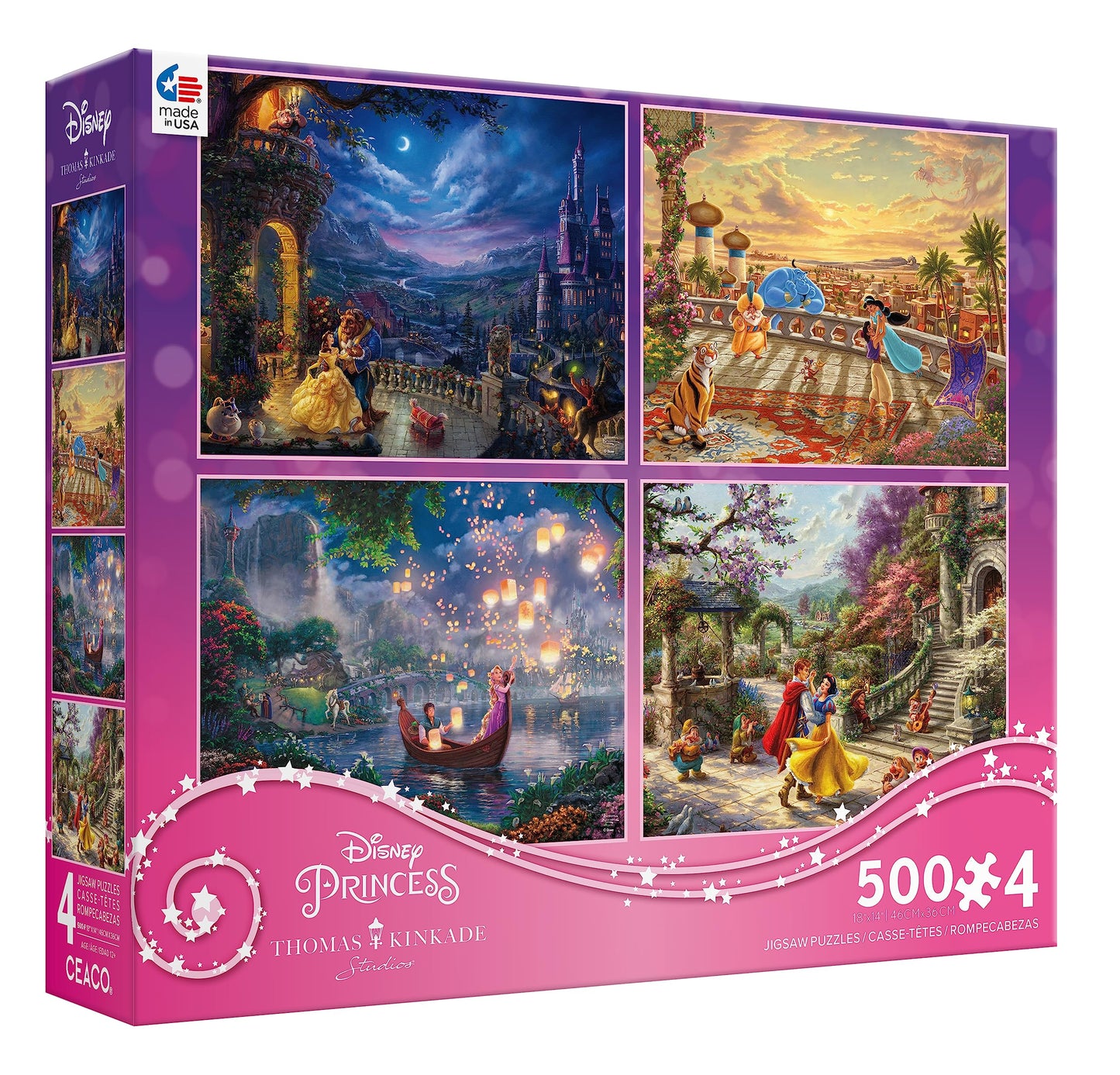 Ceaco - 4 in 1 Multipack - Disney - Thomas Kinkade - (4) 500 Piece Jigsaw Puzzles