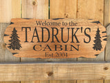 Personalized Cabin Sign Outdoor Wood Sign Welcome Sign Rustic Decor Custom Wood Sign Benchmark Signs And Gifts