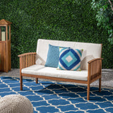 Christopher Knight Home Grace Outdoor Acacia Wood Loveseat, Brown Patina Finish and Cream Christopher Knight Home