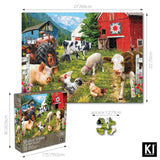 750 Piece Puzzle for Adults Sharon Steele Happy Farm Day, 27x20 inch Whimsical Farm Animal Scene Jigsaw by KI Puzzles KI Puzzles