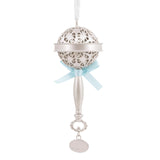 Hallmark Baby's First Christmas Silver Rattle with Blue Ribbon 2025 Christmas Ornament, Metal, New Baby Gifts Hallmark