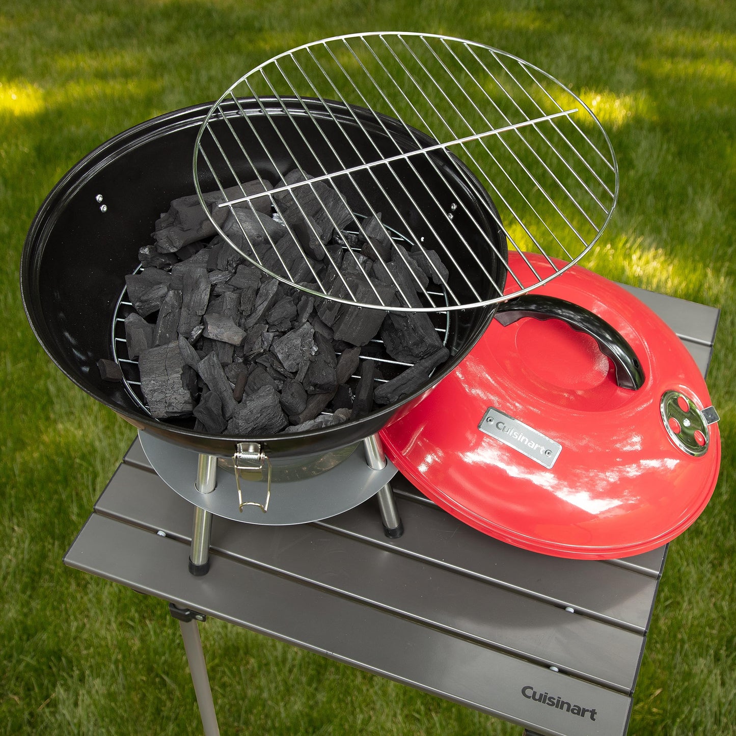 Cuisinart 14" Inch BBQ, 14" x 14" x 15", Portable Charcoal Grill, (Red), CCG-190RB