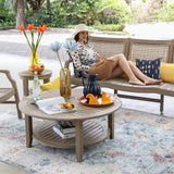 Cambridge Casual Arie Wood Patio Coffee Table, Plantation Teak, 40 Inch/Weathered Gray Cambridge Casual