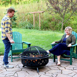 Sunnydaze Black Crossweave Outdoor Fire Pit - Wood-Burning Fire Pit for Outside with Spark Screen, Poker and Cover - 36-Inch Sunnydaze
