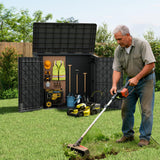 LHBGO Light Gray Outdoor Resin Storage Shed 36 Cu. Ft. Garden Horizontal Storage Extra Large Capacity Weather Resistant Storage Box, Lockable Resin Waterproof Shed for Garbage Cans, Garden Tools LHBGO