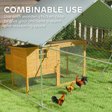 PawHut Chicken Run, Large Metal Chicken Coop w/Waterproof & Anti-UV Cover, Feeding Door, Hanging Feeder, Perch, Walk-in Poultry Cage for Outdoor, Yard, Farm, for 24-30 Chickens, 9.8' x 26.2' x 6.4' PawHut