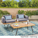 Christopher Knight Home Nora Outdoor Acacia Wood Chat Set, Teak Finish and Dark Gray Christopher Knight Home