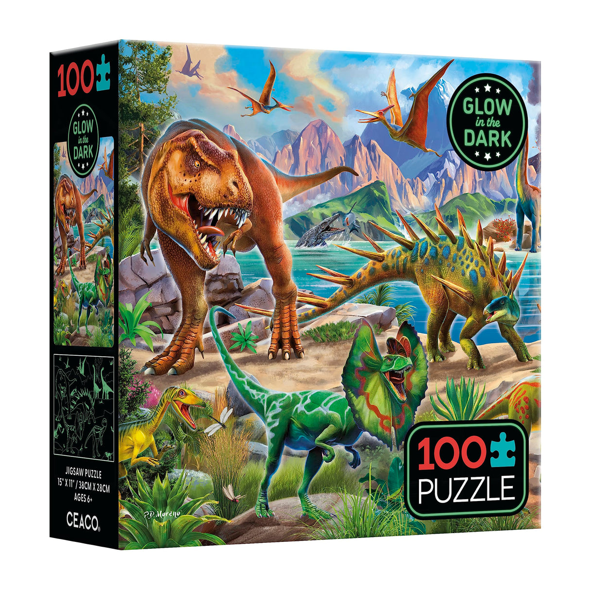 Ceaco - Glow in The Dark - Dinoland - 100 Piece Jigsaw Puzzle Ceaco