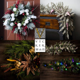 Vickerman 36" Flocked Snow Ridge Artificial Christmas Wreath, Unlit - Faux Snowy Christmas Wreath - Indoor Seasonal Home Wall Decor Vickerman