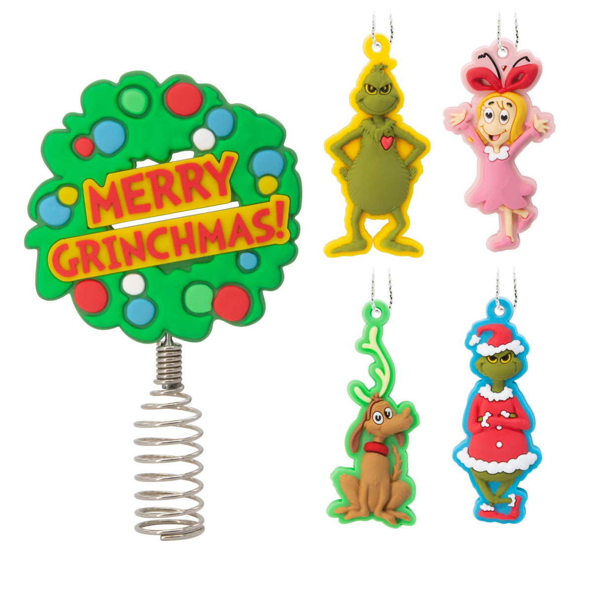 Hallmark Dr. Seuss's How The Grinch Stole Christmas! Mini Christmas Tree Topper and Ornaments, Set of 5 Hallmark
