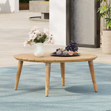 Christopher Knight Home Lalina Outdoor Coffee Table, Acacia Wood Accent Table with Slatted Panel Design, Round Patio Table for Garden Porch Balcony, Low Maintenance Outdoor Furniture, Natural Christopher Knight Home