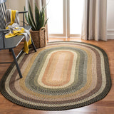 SAFAVIEH Washable Rug Outdoor Braided Collection - 5' x 8' Oval, Multi, Handmade & Reversible, Non-Shedding & Easy to Clean, Ideal for Patio, Backyard, Mudroom (BRD308A) SAFAVIEH