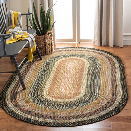 SAFAVIEH Washable Rug Outdoor Braided Collection - 5' x 8' Oval, Multi, Handmade & Reversible, Non-Shedding & Easy to Clean, Ideal for Patio, Backyard, Mudroom (BRD308A) SAFAVIEH