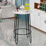 ALISH 40.5" Round Bar Table Pub Table Bar Height Table Tall Bistro Bar Dining Table with Metal Frame & White Top ALISH