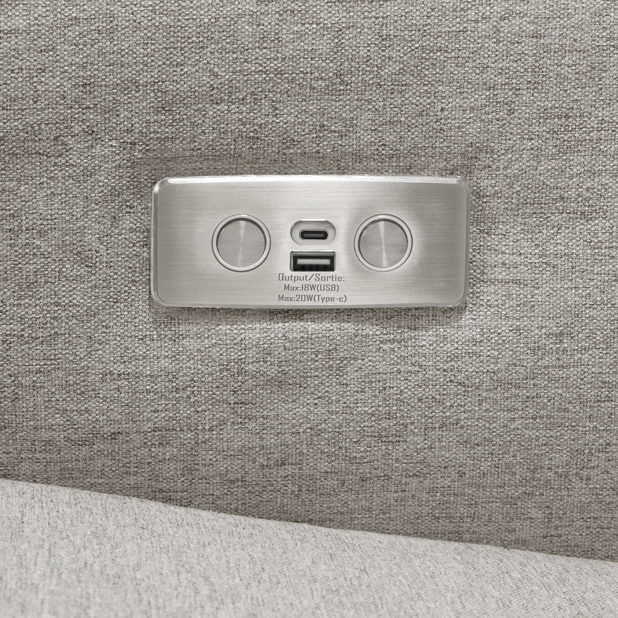 Babyletto Sigi Electronic Power Recliner & Glider with USB Port in Performance Grey Eco-Weave, Water Repellent & Stain Resistant, Greenguard Gold and CertiPUR-US Certified babyletto