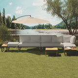 WiberWi 8 Pieces Patio Furniture Set, Outdoor Sectional Sofa Couch with Acacia Wood Coffee Table&Side Table,Modern Metal Outside Conversation Sets for Backyard,Lawn,Garden,Wood Legs,Beige WiberWi