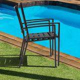 NUU GARDEN 6 Piece Patio Dining Chairs, Stackable Outdoor Dining Chair with Metal Frame, Bistro Patio Chairs for Backyard Lawn Deck Poolside Porch, Black NUU GARDEN