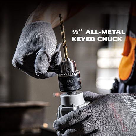 DongCheng Hammer Drill 6A,1/2 Inch Keyed Chuck, 0-3000 RPM/45000 BPM Impact Drill with 15PCS Drilling Bits for Concrete，Metal & Wood, DZJ05-13 Dong Cheng