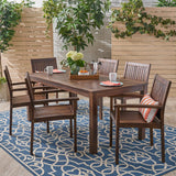 Christopher Knight Home Odin Outdoor 7-Piece Acacia Wood Dining Set, Dark Brown Christopher Knight Home