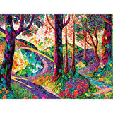 RoseArt - Stained Glass - The Long and Winding Road - 300 Adult Piece Jigsaw Puzzle for Adults RoseArt
