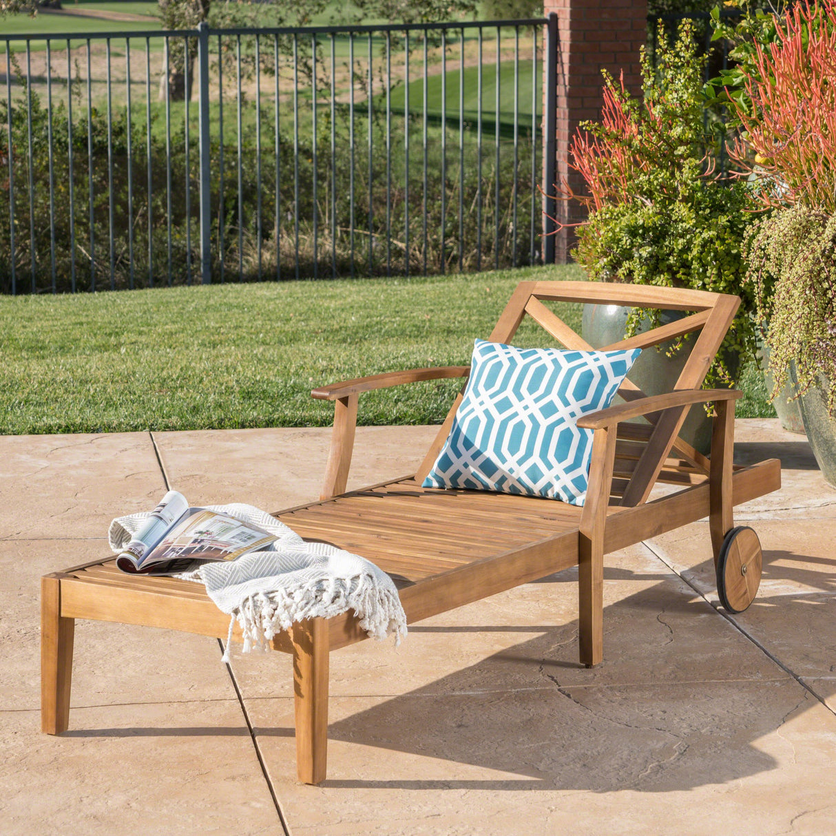 Christopher Knight Home Perla Outdoor Acacia Wood Chaise Lounge, Teak Finish Christopher Knight Home