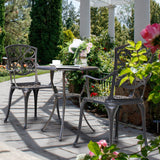 NUU GARDEN 3 Piece Outdoor Bistro Set Cast Aluminum Patio Set Bistro Table Set Rustproof Patio Table and Chairs with Umbrella Hole for Backyard, Balcony, Front Porch, Black NUU GARDEN