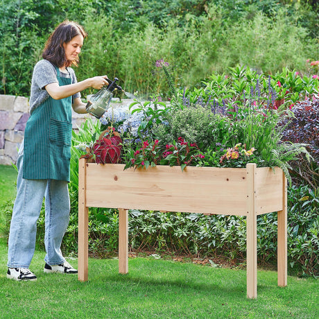 Yaheetech 1pc Raised Garden Bed 48x24x30in Elevated Wooden Horticulture Planter Box with Legs Standing Growing Bed for Gardening/Backyard/Patio/Balcony Yaheetech