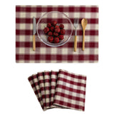 Home Brilliant Red Placemats Set of 6 Farmhouse Buffalo Plaid Table Mats Heat Resistant Dining Dinner Place Mats for Christmas Kitchen Table Dinner Mats, 13 x 19 inches, Checker, Crimson Home Brilliant