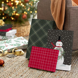 Hallmark Christmas Shirt Boxes for Presents (10 Clothes Boxes with Lids: 3 Small 11", 5 Medium 14", 2 Large 16") Red, Green and Black Plaid, Snowmen, Santa, Winter Greenery Hallmark