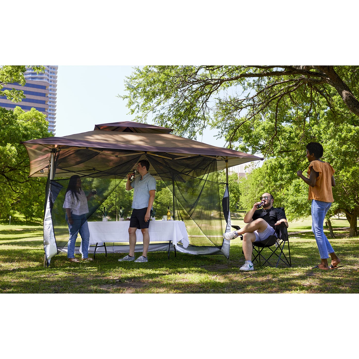 Z-Shade 10' x 10' Screenroom Shade Protectant Attachment for 13' x 13' Outdoor Shelter Tent Gazebos, Accessory Only, Black