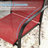 DIFY 11 Pieces Outdoor Patio Dining Set for 10, 60" Black Round Metal Dining Table and 10 Red Stackable Sling Dining Chairs, Outdoor Table and Chairs for Lawn Garden Backyard Deck DIFY