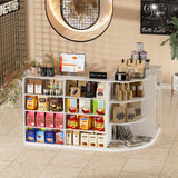 SDMY Reception Desk with Counter,70.9inch Front Counter Table with Transparent Display Case,Welcome Desk with 2 Drawers & Open Shelves for Reception Room,Office, Lobby, Cafe, Beauty Salon,White SDMY