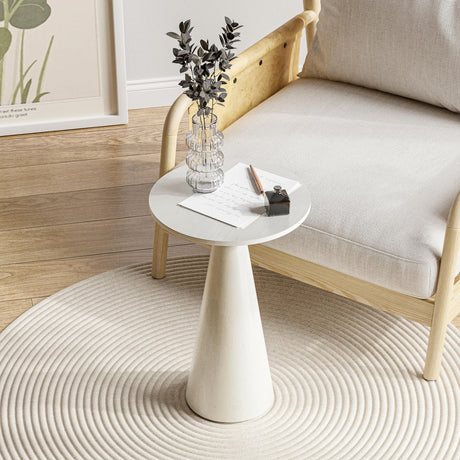 COZAYH Farmhouse Pedestal Small End Table Round Martini Table Wood Plant Stand Rustic Drink Table for Small Space Living Room, Bedroom, White COZAYH