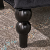 Christopher Knight Home Leora Modern Glam Tufted Velvet Wingback Loveseat, Black / Dark Brown Christopher Knight Home