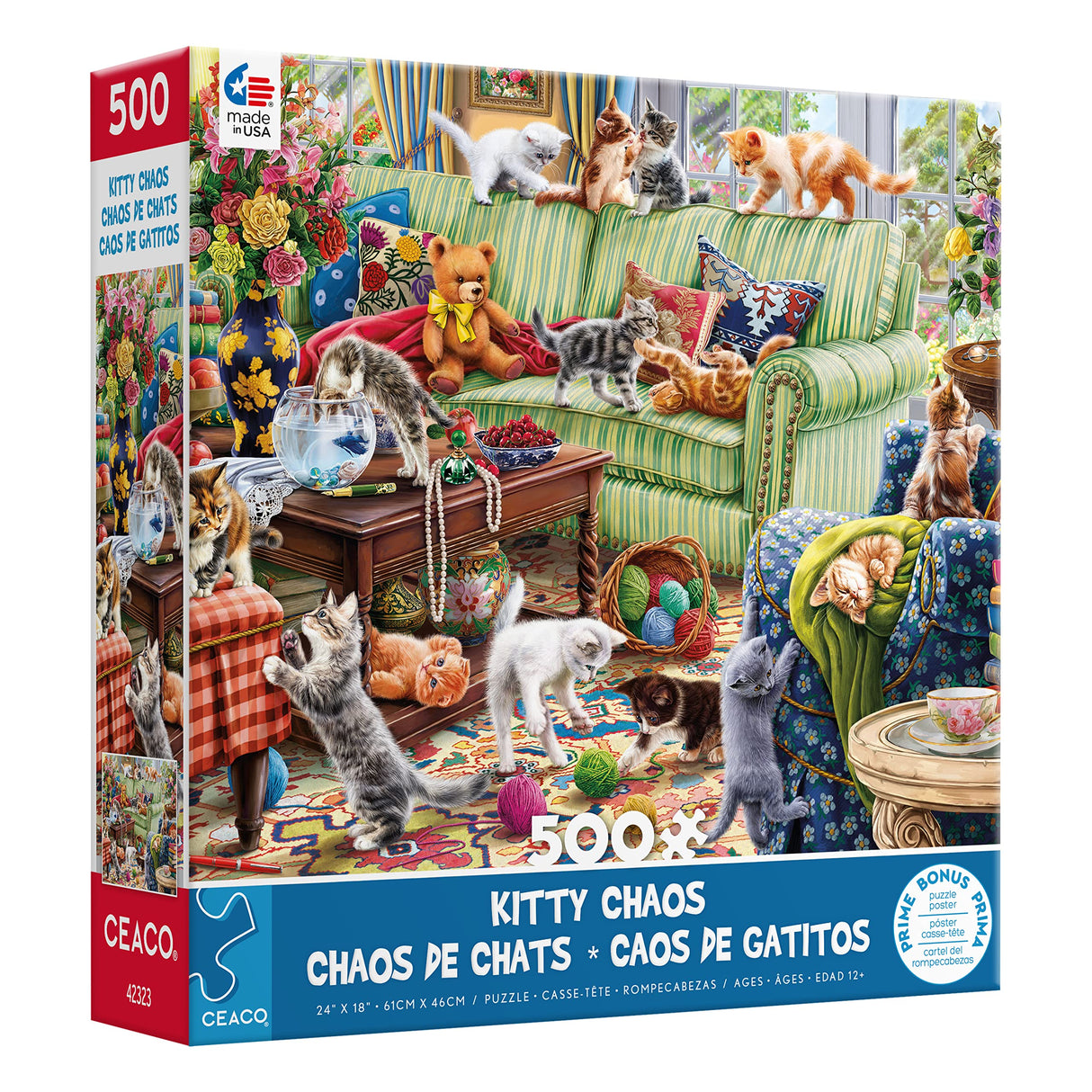 Ceaco - Paws Gone Wild - Kitty Chaos - 500 Piece Jigsaw Puzzle Ceaco