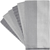 Premium Kitchen Towels (20”x 28”, 6 Pack) | Large Cotton Kitchen Hand Towel | Flat & Terry Dish Cloths | Highly Absorbent Tea Towels Set with Hanging Loop | Gray Bumble Towels