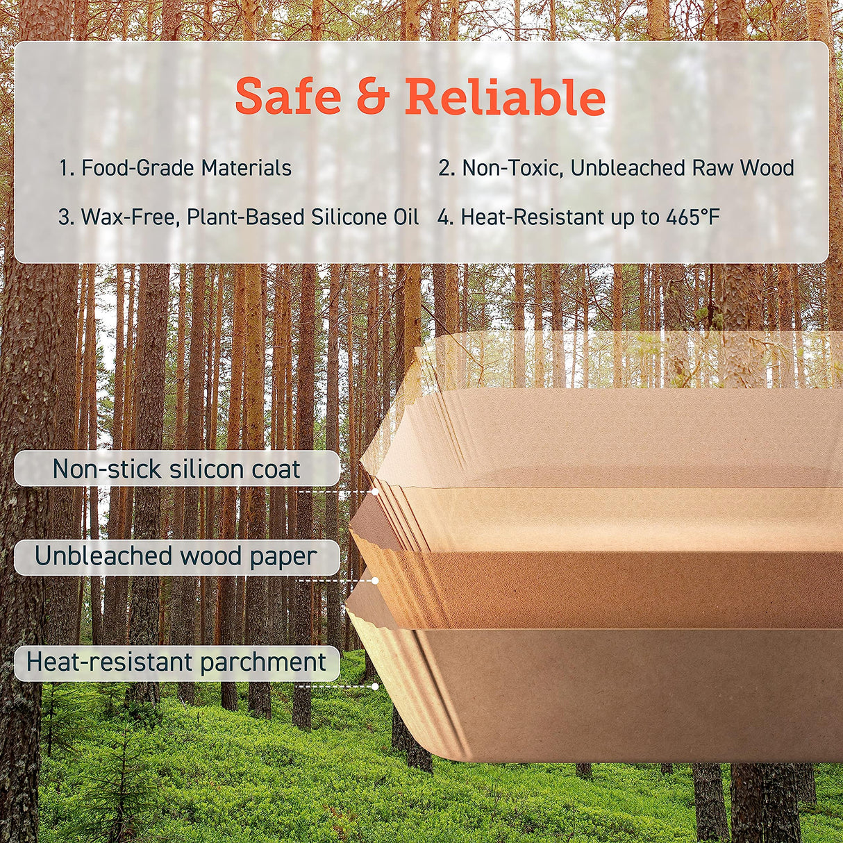 COSORI Air Fryer Liners, 100 PCS Square Disposable Paper Liners, Non-Stick Silicone Oil Coating, Little to No Cleaning, 7.9" Unbleached Food Grade, Resistant to 465°F, Thickened Not Easy to Break COSORI