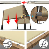 ShadeMart 8' W x 12' L Beige Pergola Shade Cover with Stainless Steel Weighted Rods and Grommets - Outdoor Patio Canopy Replacement - Commercial Grade 260 GSM Cloth (We Make Custom Size) ShadeMart