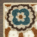 Maples Rugs Reggie Floral Runner Rug - Made in USA - Washable, Non Slip Indoor Carpet for Kitchen, Hallway, and Laundry Room, 2' x 6', Beige Maples Rugs