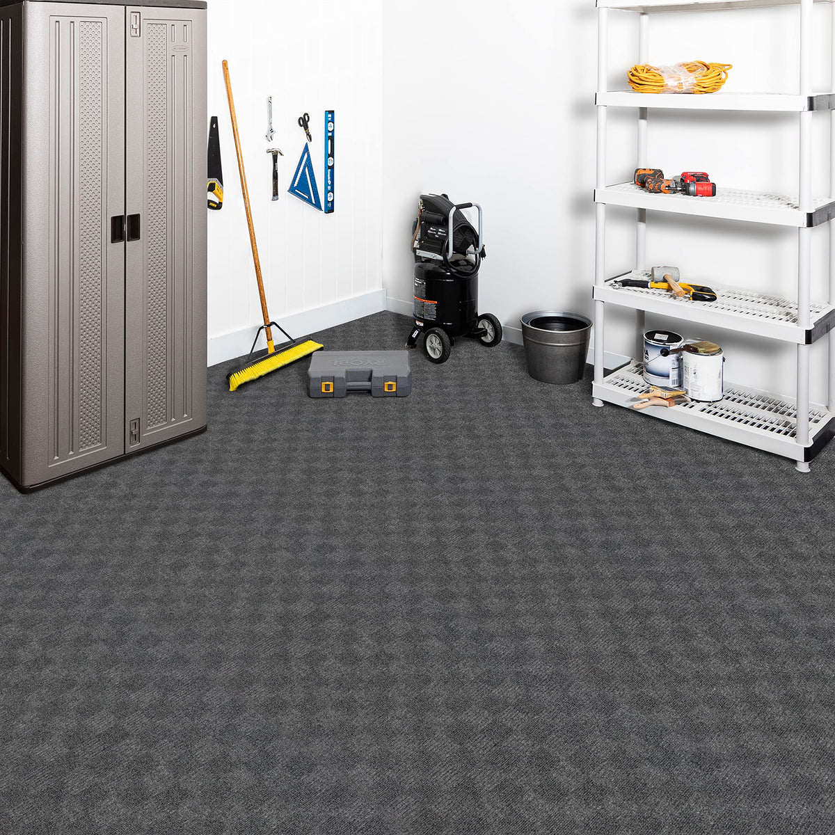 Mohawk Home 24" x 24" Indoor/Outdoor 0.25" Pile Height, Peel and Stick Carpet Tile, Grey Polyester, (Pack of 15) (60 sqft/Box) Mohawk Home