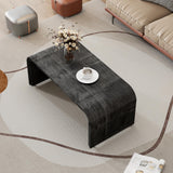 Bellemave Modern Coffee Table with Curved Art Deco Design Center Sofa Table Minimalist Cocktail Wooden Table for Living Room, Antique Black Bellemave