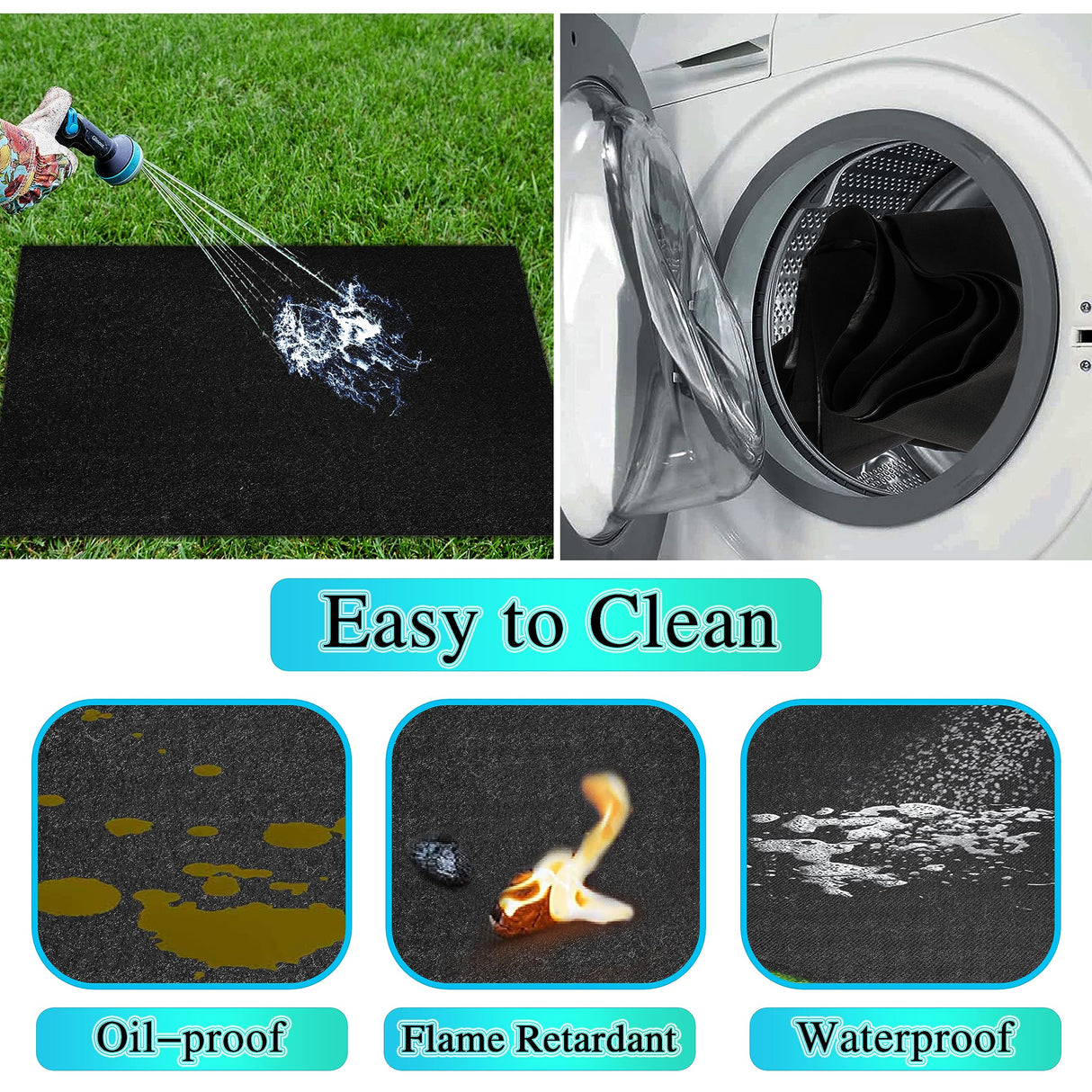 UBeesize 36x30 inch Under Grill Mat,Fireproof Mats for under grill,Grill mats for outdoor grill deck protector,BBQ Mat for Under BBQ,Waterproof,oil-proof and Flame Retardant,Reusable UBeesize