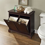 Crosley Furniture Lydia Laundry Hamper with Linen Sorting Bags, Bathroom Storage and Organization, Espresso Crosley Furniture