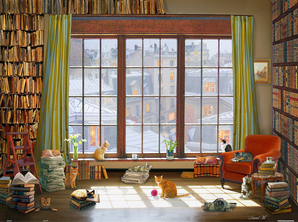Pintoo Jigsaw Puzzles 1200 Piece for Adults - David Maclean - Window Cats Beautiful Plastic Puzzle for Home Decor Zero Dust Easy Storage [H2134] Pintoo