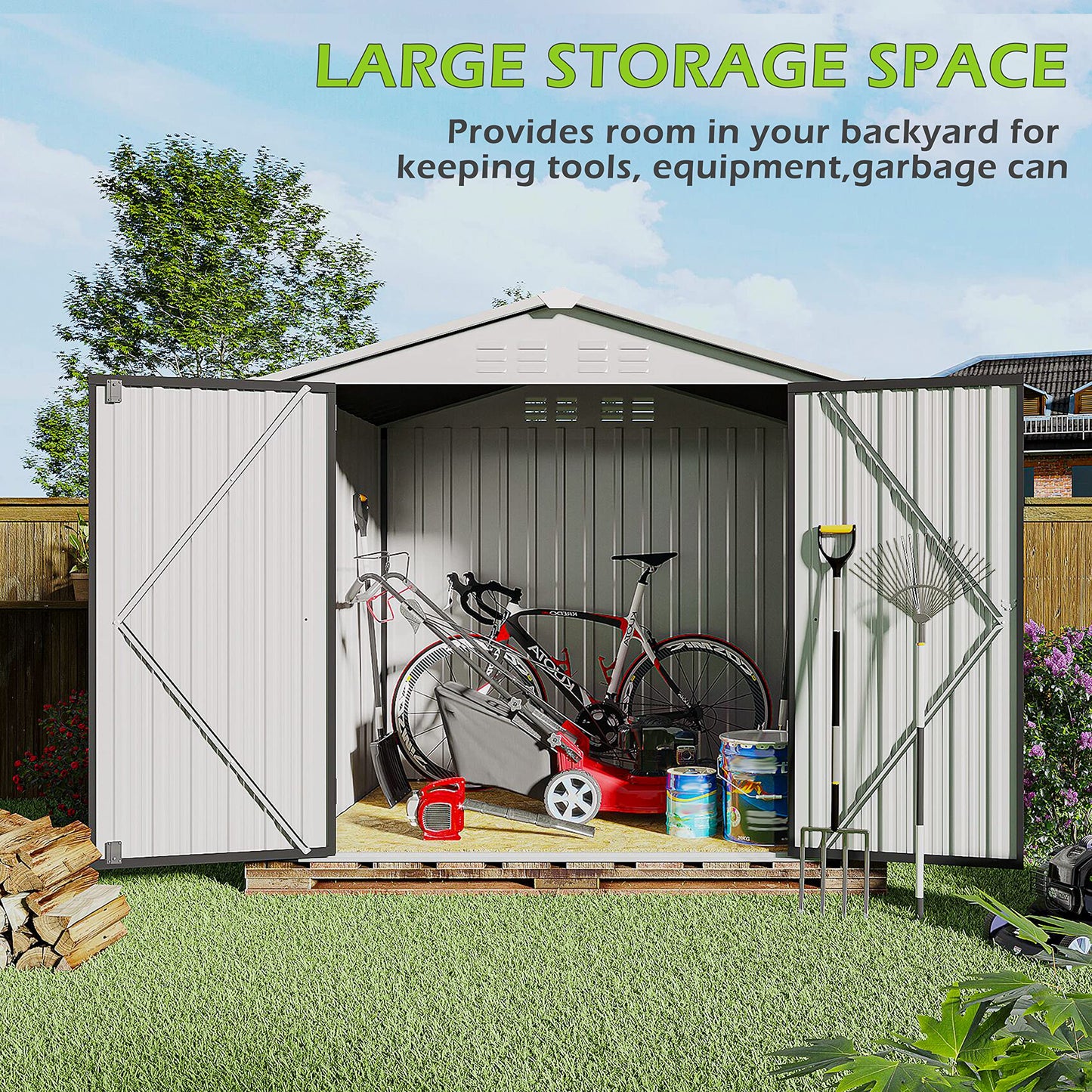 TOLEAD 6 x 4 FT Gray Metal Outdoor Storage Shed, Tool Sheds for Backyard Garden Patio Lawn with Water Proof, Large Heavy Duty Tool Sheds with Lockable Doors & Air Vent for Backyard Patio Lawn - WoodArtSupply