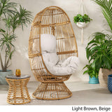 Christopher Knight Home Ellen Outdoor Wicker Swivel Egg Chair with Cushion, Light Brown, Beige Christopher Knight Home