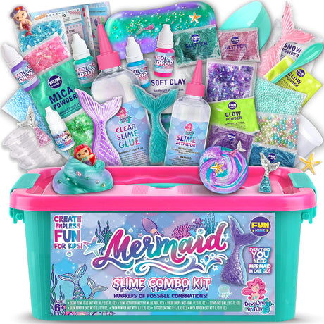 Summer Gift Mermaid Slime Kit for Girls, FunKidz Shimmer Slime Making Kit for Kids Age 8-12 DIY Soft Glitter Glossy Metallic Slime Toy FUN KIDZ