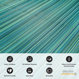 Rugshop Contemporary Stripe Reversible Foldable Waterproof Premium Recycled Plastic Outdoor Rugs for Patio,Backyard,RV,Deck,Picnic,Trailer,Beach,Camping Rug 6' X 9' Blue Rugshop